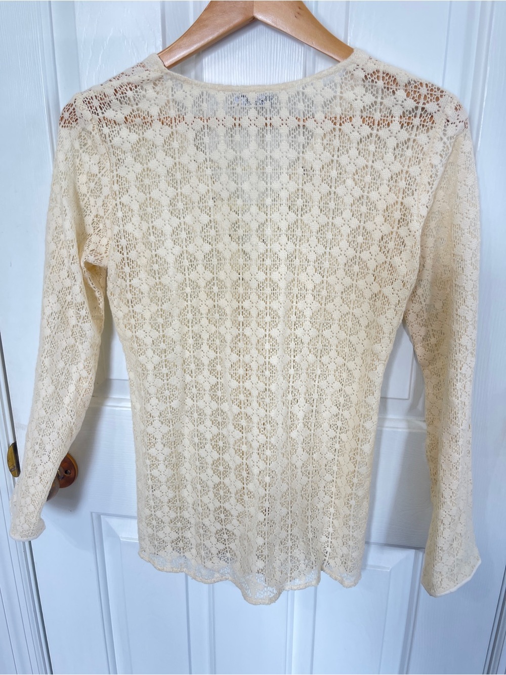 VTG Y2K Earthbound Trading Sheer Lace Front Small Cream Floral Fairy Boho - Picture 6 of 8